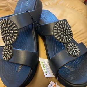 Crocs Monterey Diamante Slip On Wedge